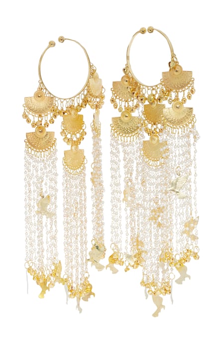 Shop Vivinia By Vidhi Mehra Gold Plated Beads, Tassels Birds Charm Embellished Pair Of Bangle Kaleeras at Aza Fashions Shop_Vivinia By Vidhi Mehra_Gold Plated Beads, Tassels Birds Charm Embellished Pair Of Bangle Kaleeras _at_Aza_Fashions