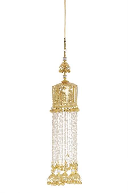 Buy Vivinia By Vidhi Mehra Gold Plated Beads, Tassels Peacock Carved Pair Of Tying Kaleeras Buy_Vivinia By Vidhi Mehra_Gold Plated Beads, Tassels Peacock Carved Pair Of Tying Kaleeras