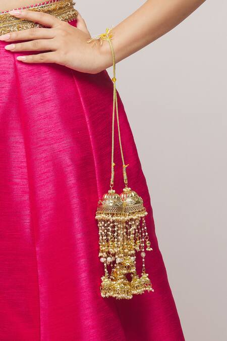 Vivinia By Vidhi Mehra_Gold Plated Pearls Embellished Pair Of Bangle Kaleeras _Online_at_Aza_Fashions