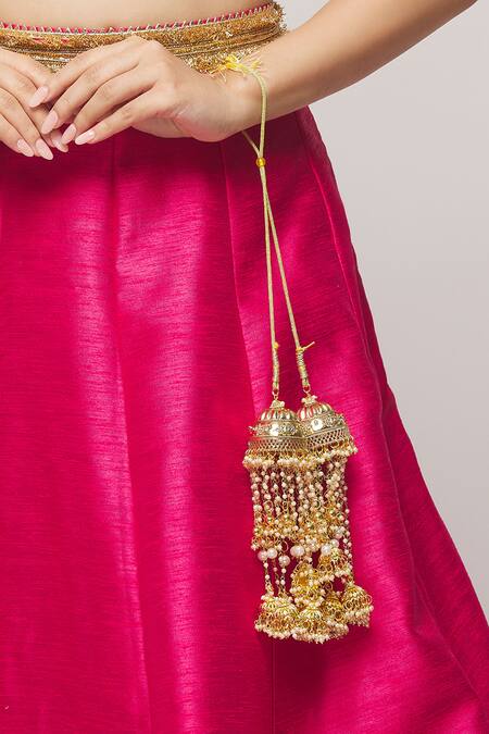 Buy_Vivinia By Vidhi Mehra_Gold Plated Pearls Embellished Pair Of Bangle Kaleeras _Online_at_Aza_Fashions