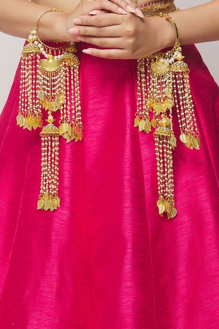 Shop Vivinia By Vidhi Mehra Gold Plated Pearls Tassel Embellished Pair Of Tying Kaleeras Online at Aza Fashions Shop_Vivinia By Vidhi Mehra_Gold Plated Pearls Tassel Embellished Pair Of Tying Kaleeras _Online_at_Aza_Fashions