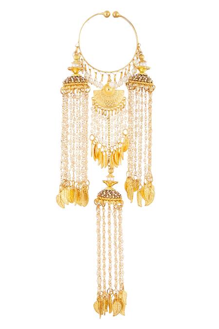 Vivinia By Vidhi Mehra Gold Plated Pearls Tassel Embellished Pair Of Tying Kaleeras at Aza Fashions Vivinia By Vidhi Mehra_Gold Plated Pearls Tassel Embellished Pair Of Tying Kaleeras _at_Aza_Fashions