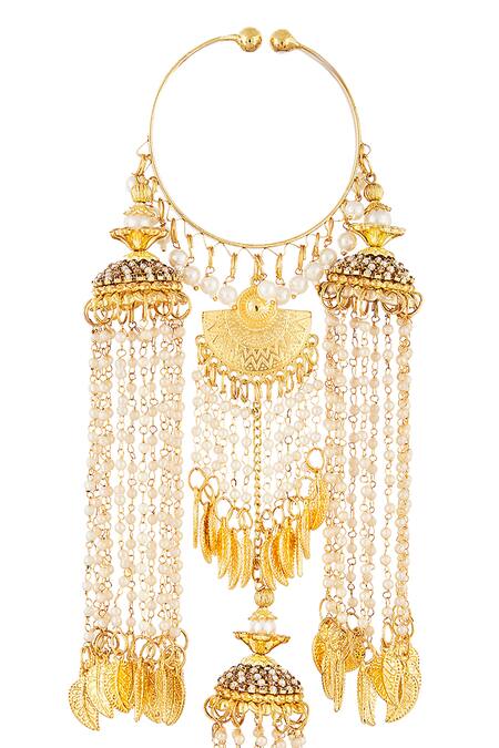 Buy Vivinia By Vidhi Mehra Gold Plated Pearls Tassel Embellished Pair Of Tying Kaleeras Buy_Vivinia By Vidhi Mehra_Gold Plated Pearls Tassel Embellished Pair Of Tying Kaleeras