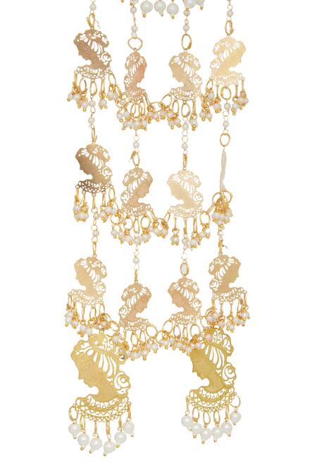 Vivinia By Vidhi Mehra Gold Plated Beads, Chains Figurine Charm Embellished Pair Of Tying Kaleeras Online at Aza Fashions Vivinia By Vidhi Mehra_Gold Plated Beads, Chains Figurine Charm Embellished Pair Of Tying Kaleeras _Online_at_Aza_Fashions