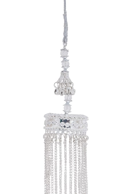 Shop_Vivinia By Vidhi Mehra_Gold Plated Beads, Gota Patti Hanging Charm Strands Pair Of Tying Kaleeras _Online_at_Aza_Fashions