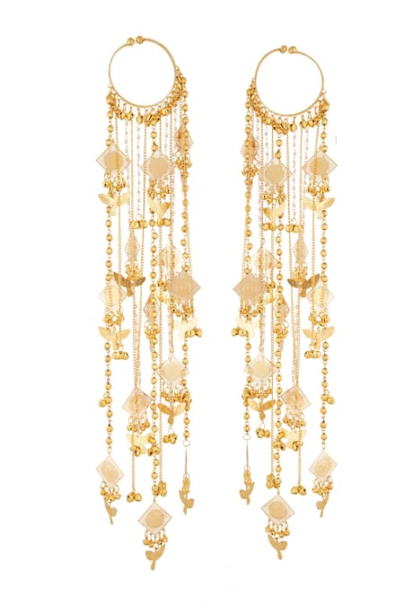 Shop Vivinia By Vidhi Mehra Gold Plated Beads, Chains Geometric Hanging Charm Pair Of Bangle Kaleeras at Aza Fashions Shop_Vivinia By Vidhi Mehra_Gold Plated Beads, Chains Geometric Hanging Charm Pair Of Bangle Kaleeras _at_Aza_Fashions