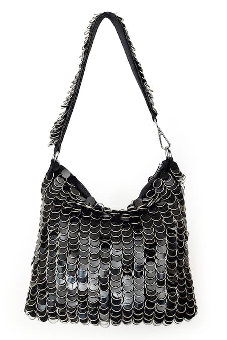 SG Collection by Sonia Gulrajani Black Sequin Kendall Noir Embellished Velvet Bag 