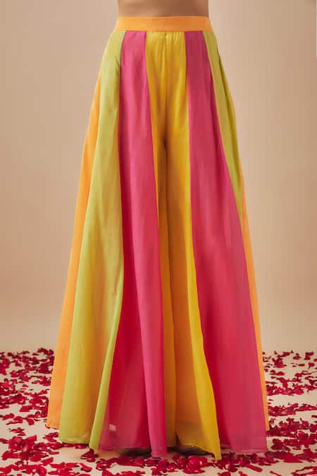 Cupid Cotton Orange Chanderi Silk, Organza Sequins Short Tunic And Color Block Gharara Set Online at Aza Fashions Cupid Cotton_Orange Chanderi Silk, Organza Sequins Short Tunic And Color Block Gharara Set _Online_at_Aza_Fashions