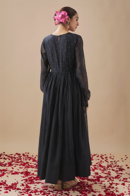 Cupid Cotton Resham Embroidered Bodice Anarkali Pant Set 