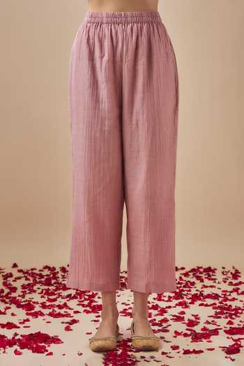 Cupid Cotton Pink Chanderi Silk, Cotton, Organza Embroidery, Pitta Yoke Kurta Pant Set Online at Aza Fashions Cupid Cotton_Pink Chanderi Silk, Cotton, Organza Embroidery, Pitta Yoke Kurta Pant Set _Online_at_Aza_Fashions