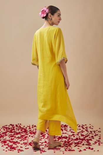 Cupid Cotton Pitta Blossom Yoke Embroidered Kurta Pant Set 