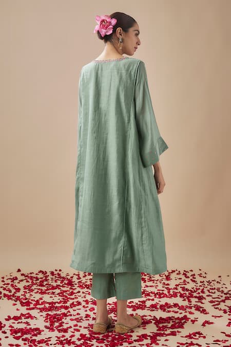 Cupid Cotton Pitta Fleur Embroidered Kurta With Pant 