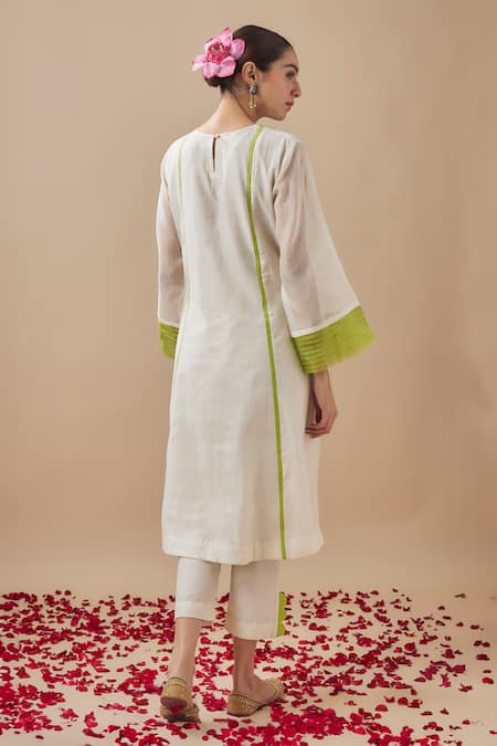 Cupid Cotton Resham Vine Embroidered Anarkali Pant Set 