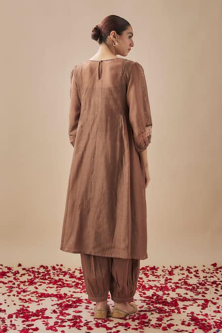 Cupid Cotton Pintucked Sequin Embellished Anarkali Set 