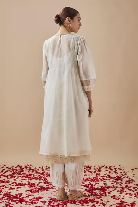 Cupid Cotton Pintucked & Sequin Embellished Anarkali Set 