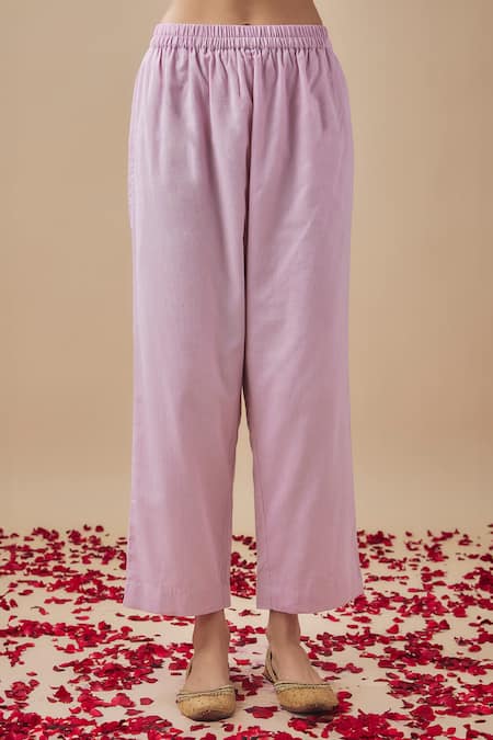 Cupid Cotton_Pink Chanderi Silk, Cotton Embroidery Resham And Aari Floweret Yoke Anarkali Set _Online_at_Aza_Fashions