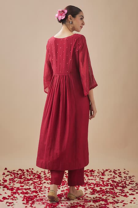 Cupid Cotton Resham & Sequin Florin Yoke Work Anarkali With Pant 