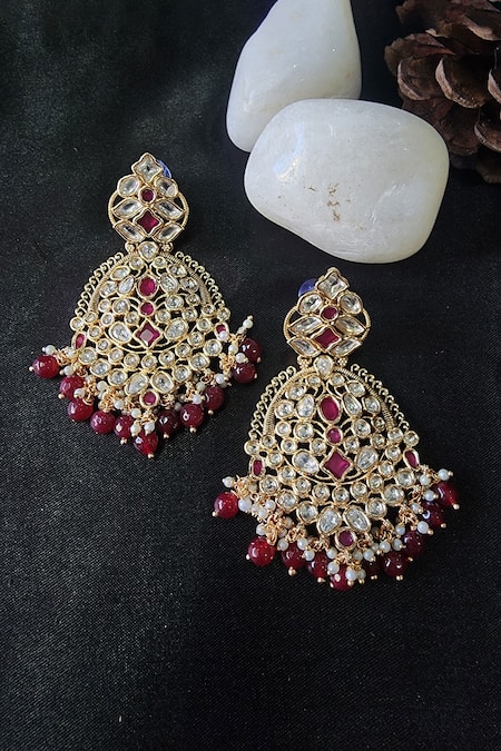 The Bling Girll Kundan & Pearl Embellished Chandbali 