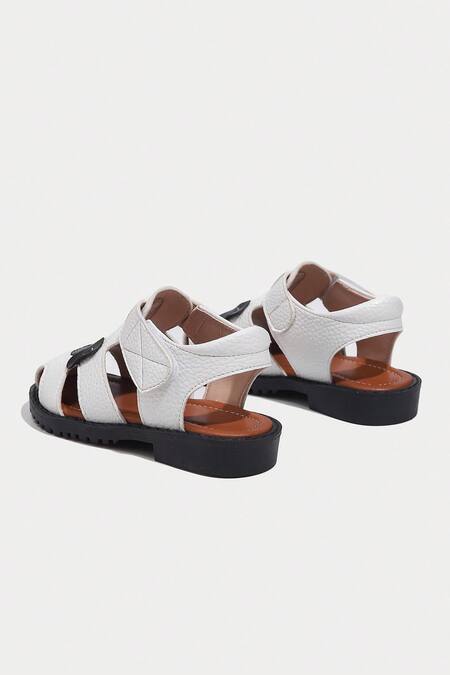 Buy Ninobello White Embroidery Side Cut Out Strappy Sandals Online at Aza Fashions Buy_Ninobello_White Embroidery Side Cut Out Strappy Sandals_Online_at_Aza_Fashions