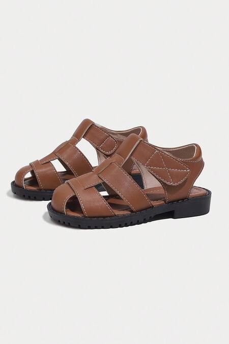 Buy Ninobello Brown Embroidery Side Cut Strappy Sandals Online at Aza Fashions Buy_Ninobello_Brown Embroidery Side Cut Strappy Sandals _Online_at_Aza_Fashions