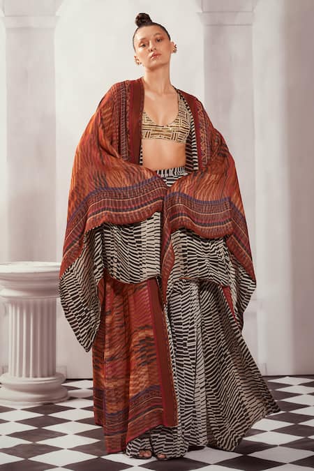 Nikita Mhaisalkar Black Georgette Byzantine Print Pant Online at Aza Fashions Nikita Mhaisalkar_Black Georgette Byzantine Print Pant _Online_at_Aza_Fashions