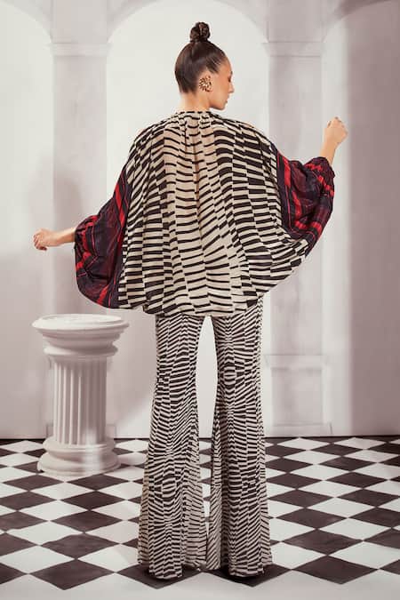 Shop Nikita Mhaisalkar Black Georgette Byzantine Print Pant at Aza Fashions Shop_Nikita Mhaisalkar_Black Georgette Byzantine Print Pant _at_Aza_Fashions