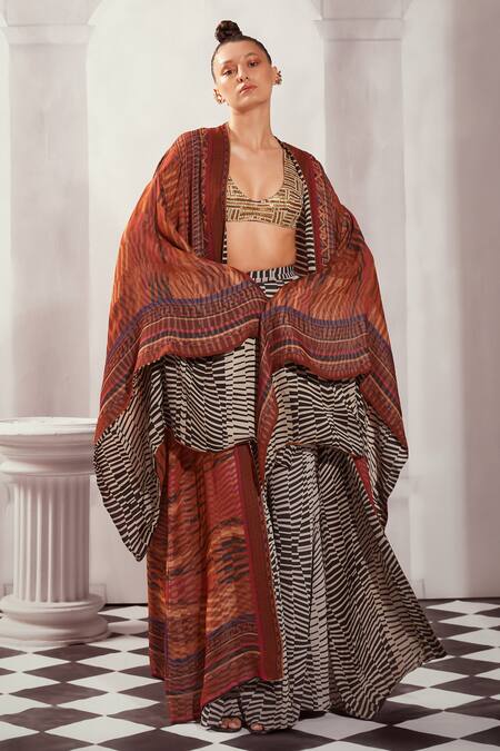 Nikita Mhaisalkar_Gold Tulle Embroidery Round Neck Bralette _Online_at_Aza_Fashions