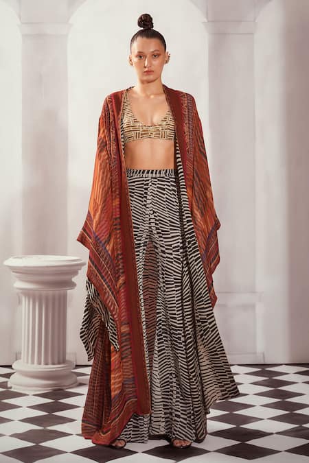 Shop_Nikita Mhaisalkar_Gold Tulle Embroidery Round Neck Bralette _at_Aza_Fashions