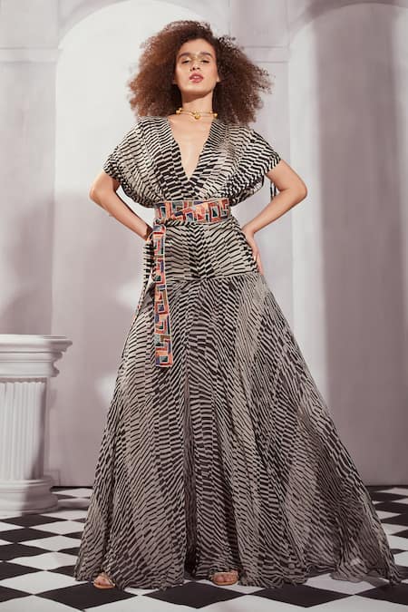 Nikita Mhaisalkar Byzantine Print Drop-Shoulder Gown 