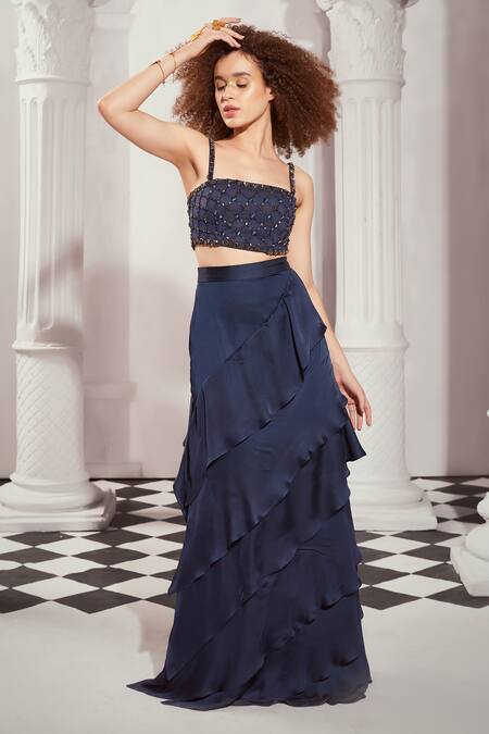 Nikita Mhaisalkar Solid High-Waisted Layered Skirt 