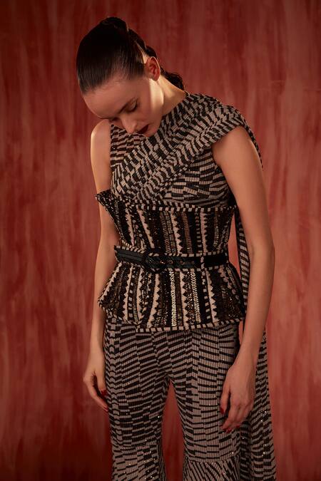 Buy Nikita Mhaisalkar Black Georgette Sequins, Embroidery Byzantine Corset With Belt Online at Aza Fashions Buy_Nikita Mhaisalkar_Black Georgette Sequins, Embroidery Byzantine Corset With Belt _Online_at_Aza_Fashions