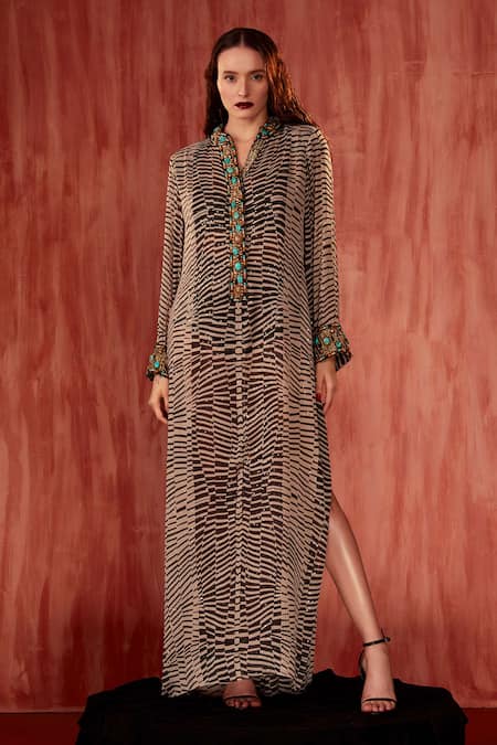 Buy_Nikita Mhaisalkar_Black Silk, Crepe Byzantine Bralette And Under Pant Set _Online_at_Aza_Fashions