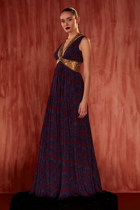 Nikita Mhaisalkar Overtine Greek Art Print Maxi Dress 