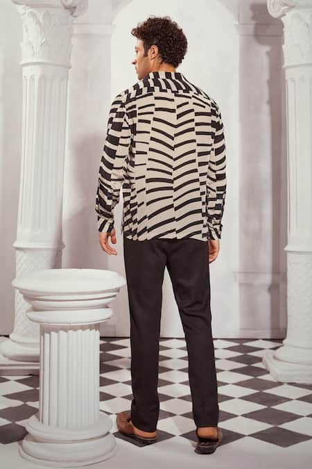 Shop_Nikita Mhaisalkar_Black Silk, Crepe Byzantine Print Shirt _at_Aza_Fashions