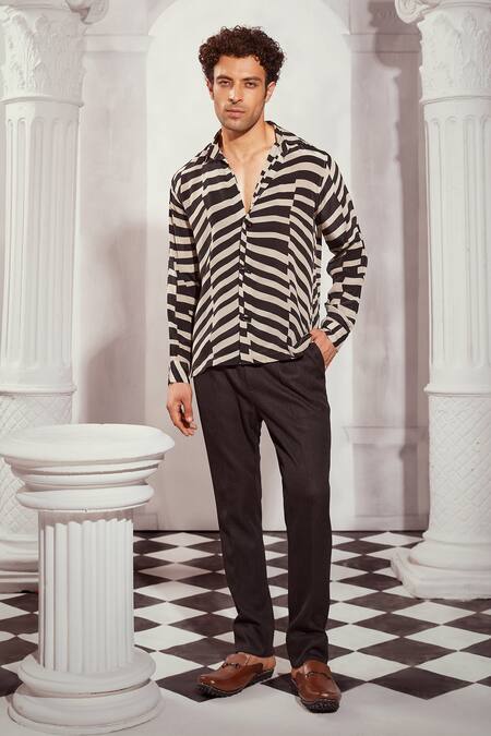 Nikita Mhaisalkar_Black Cotton Knit Trouser _at_Aza_Fashions