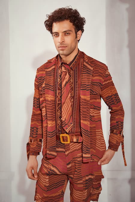 Buy Nikita Mhaisalkar Orange Georgette Sequins, Embroidery Byzantine Print Summer Jacket Online at Aza Fashions Buy_Nikita Mhaisalkar_Orange Georgette Sequins, Embroidery Byzantine Print Summer Jacket _Online_at_Aza_Fashions