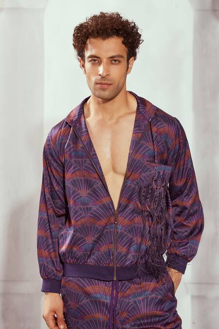 Shop Nikita Mhaisalkar Multi Color Silk Satin Overtine Greek Art Print Jacket And Pant Set Online at Aza Fashions Shop_Nikita Mhaisalkar_Multi Color Silk Satin Overtine Greek Art Print Jacket And Pant Set _Online_at_Aza_Fashions