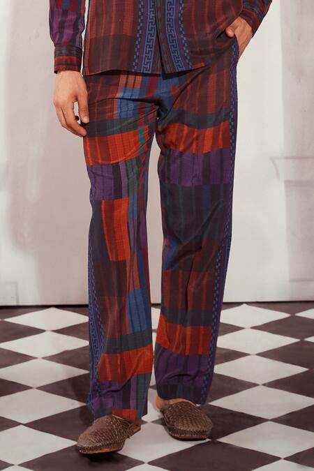 Buy Nikita Mhaisalkar Multi Color Silk, Crepe Multicolor Tile Print Shirt And Pant Set Online at Aza Fashions Buy_Nikita Mhaisalkar_Multi Color Silk, Crepe Multicolor Tile Print Shirt And Pant Set _Online_at_Aza_Fashions