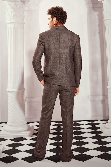 Nikita Mhaisalkar Chevron Woven Blazer Set 