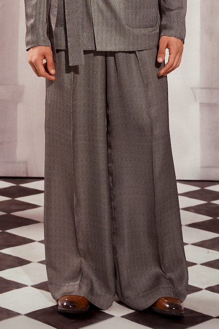 Buy Nikita Mhaisalkar Gray Tweed Embroidery Chevron Woven Grey Blazer And Pant Set Online at Aza Fashions Buy_Nikita Mhaisalkar_Gray Tweed Embroidery Chevron Woven Grey Blazer And Pant Set _Online_at_Aza_Fashions