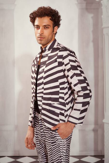 Buy Nikita Mhaisalkar Black Georgette Embroidery Byzantine Print Bandhgala Online at Aza Fashions Buy_Nikita Mhaisalkar_Black Georgette Embroidery Byzantine Print Bandhgala _Online_at_Aza_Fashions