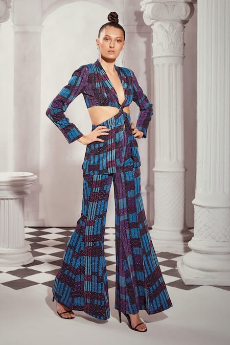 Nikita Mhaisalkar Tile Print Cut-out Blazer With Pant 