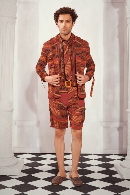 Buy_Nikita Mhaisalkar_Brown Buckles Rattan Belt _Online_at_Aza_Fashions