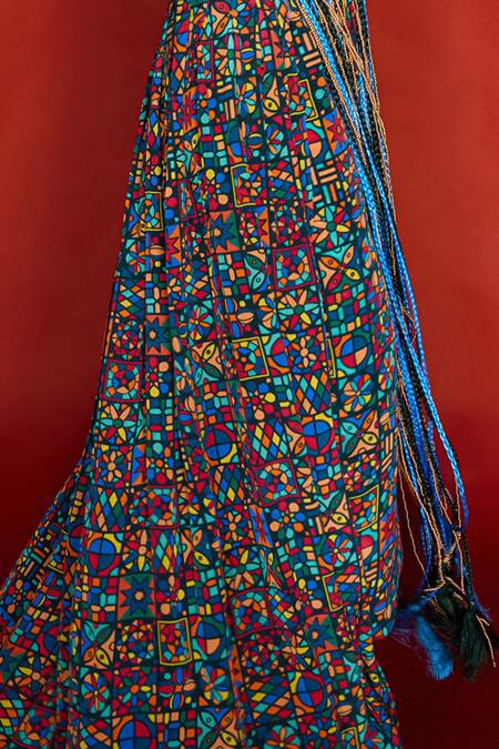 Buy Esha L Amin Multi Color Viscose, Crepe Embroidery Floral Tile Print Skirt Online at Aza Fashions Buy_Esha L Amin_Multi Color Viscose, Crepe Embroidery Floral Tile Print Skirt _Online_at_Aza_Fashions