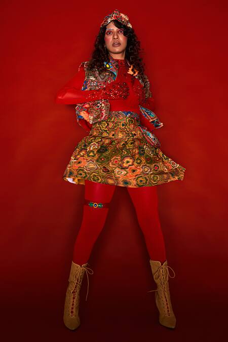 Esha L Amin Multi Color Viscose Beads, Sequins, Cut Work Floral Embroidered Short Jacket Online at Aza Fashions Esha L Amin_Multi Color Viscose Beads, Sequins, Cut Work Floral Embroidered Short Jacket _Online_at_Aza_Fashions