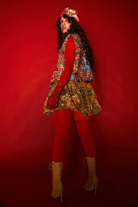 Buy Esha L Amin Multi Color Viscose Beads, Sequins, Cut Work Floral Embroidered Short Jacket Online at Aza Fashions Buy_Esha L Amin_Multi Color Viscose Beads, Sequins, Cut Work Floral Embroidered Short Jacket _Online_at_Aza_Fashions