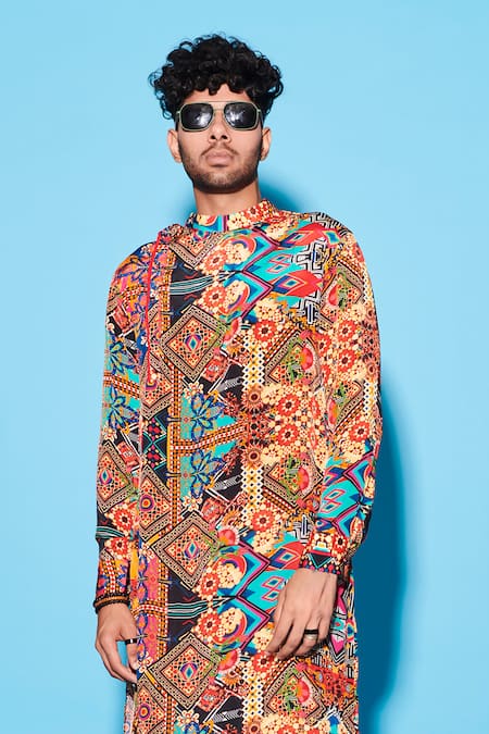 Shop Esha L Amin Multi Color Viscose, Crepe Floral Pattern Collage Kurta at Aza Fashions Shop_Esha L Amin_Multi Color Viscose, Crepe Floral Pattern Collage Kurta _at_Aza_Fashions