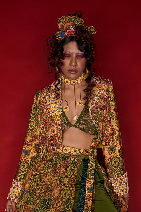 Esha L Amin Multi Color Viscose Cut Work Cutdana Embroidered Bralette Online at Aza Fashions Esha L Amin_Multi Color Viscose Cut Work Cutdana Embroidered Bralette _Online_at_Aza_Fashions