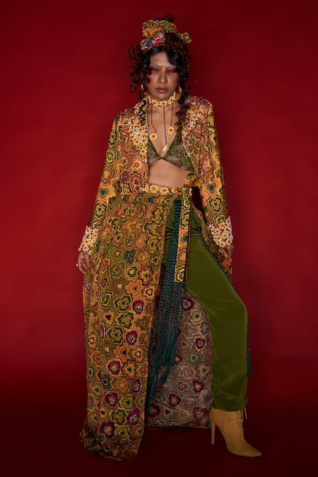 Esha L Amin Green Viscose, Crepe Straight Pant Online at Aza Fashions Esha L Amin_Green Viscose, Crepe Straight Pant _Online_at_Aza_Fashions