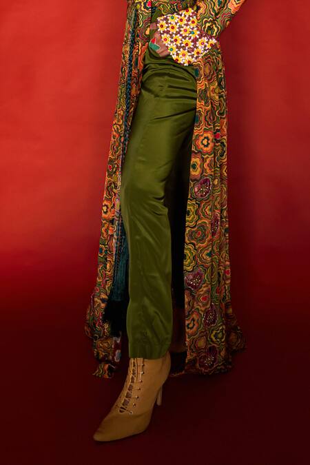 Buy Esha L Amin Green Viscose, Crepe Straight Pant Online at Aza Fashions Buy_Esha L Amin_Green Viscose, Crepe Straight Pant _Online_at_Aza_Fashions